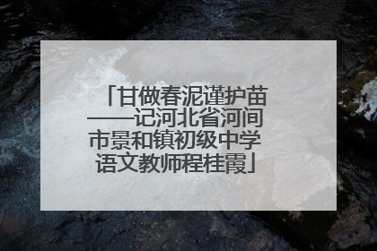 甘做春泥谨护苗——记河北省河间市景和镇初级中学语文教师程桂霞