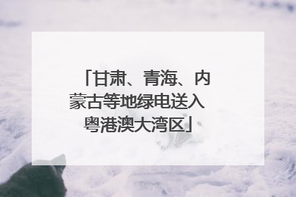 甘肃、青海、内蒙古等地绿电送入粤港澳大湾区