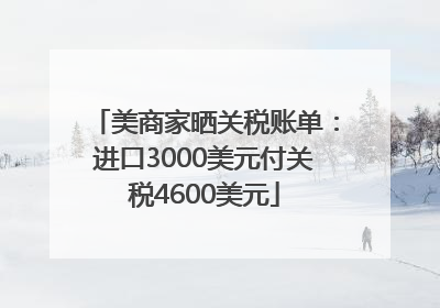 美商家晒关税账单：进口3000美元付关税4600美元