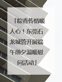 粽香传情暖人心！东莞石龙城管开展端午前夕温暖慰问活动