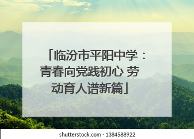 临汾市平阳中学：青春向党践初心 劳动育人谱新篇