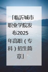临沂城市职业学院发布2025年高职（专科）招生简章
