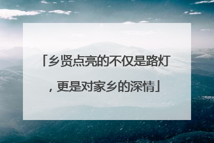 乡贤点亮的不仅是路灯，更是对家乡的深情