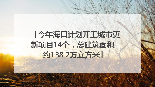 今年海口计划开工城市更新项目14个，总建筑面积约138.2万立方米