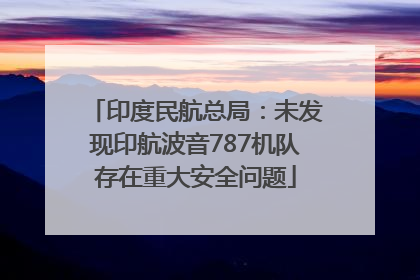印度民航总局：未发现印航波音787机队存在重大安全问题