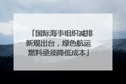 国际海事组织减排新规出台，绿色航运燃料亟须降低成本
