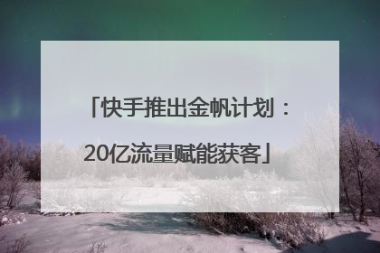 快手推出金帆计划：20亿流量赋能获客