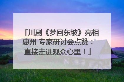 川剧《梦回东坡》亮相惠州 专家研讨会点赞：直接走进观众心里！