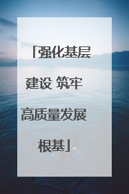 强化基层建设 筑牢高质量发展根基