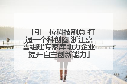 引一位科技副总 打通一个科创圈 浙江嘉善组建专家库助力企业提升自主创新能力