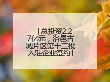 总投资2.27亿元，洛邑古城片区第十三批入驻企业签约