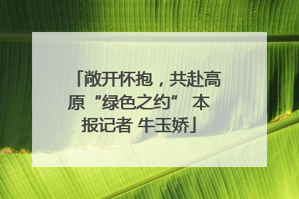 敞开怀抱，共赴高原“绿色之约” 本报记者 牛玉娇