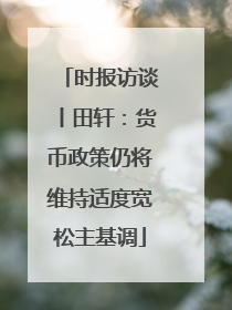 时报访谈丨田轩：货币政策仍将维持适度宽松主基调