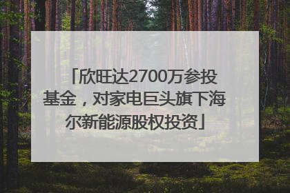 欣旺达2700万参投基金，对家电巨头旗下海尔新能源股权投资