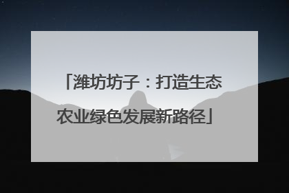 潍坊坊子：打造生态农业绿色发展新路径