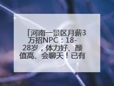 河南一景区月薪3万招NPC：18-28岁，体力好、颜值高、会聊天！已有1000多人应聘
