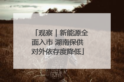 观察｜新能源全面入市 湖南保供对外依存度降低