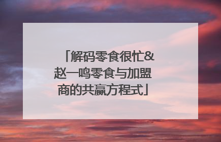 解码零食很忙&赵一鸣零食与加盟商的共赢方程式