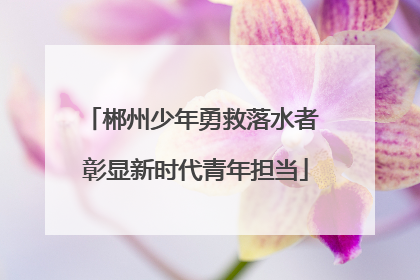 郴州少年勇救落水者 彰显新时代青年担当