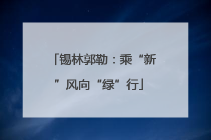 锡林郭勒：乘“新”风向“绿”行