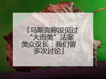 马斯克称没见过“大而美”法案 美众议长：我们曾多次讨论