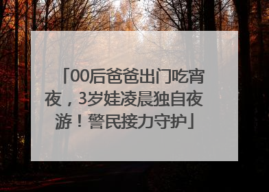 00后爸爸出门吃宵夜，3岁娃凌晨独自夜游！警民接力守护