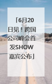 6月20日见！跨国公司峰会首发SHOW嘉宾公布